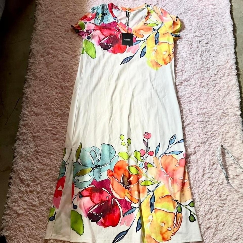 Watercolor Floral Feminine Artistic Delicate Coquette Dress Womens XXL Fairy